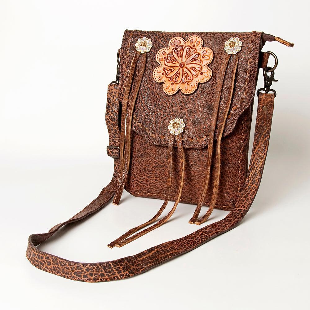 American Darling Hand-Tooled Genuine Leather Crossbody Bag