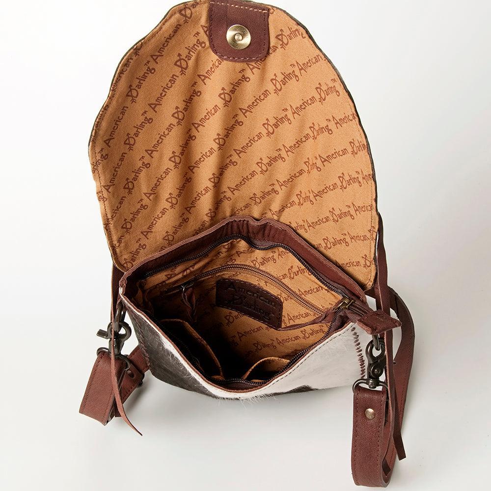 American Darling Hand-Tooled Hair-On Genuine Leather Crossbody Bag