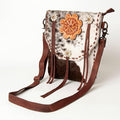 American Darling Hand-Tooled Hair-On Genuine Leather Crossbody Bag