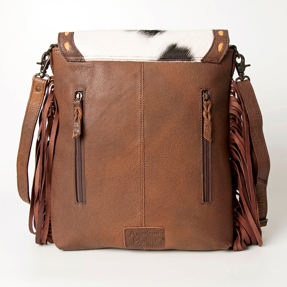 American Darling Hand-Tooled Hair-On Genuine Leather Crossbody Bag