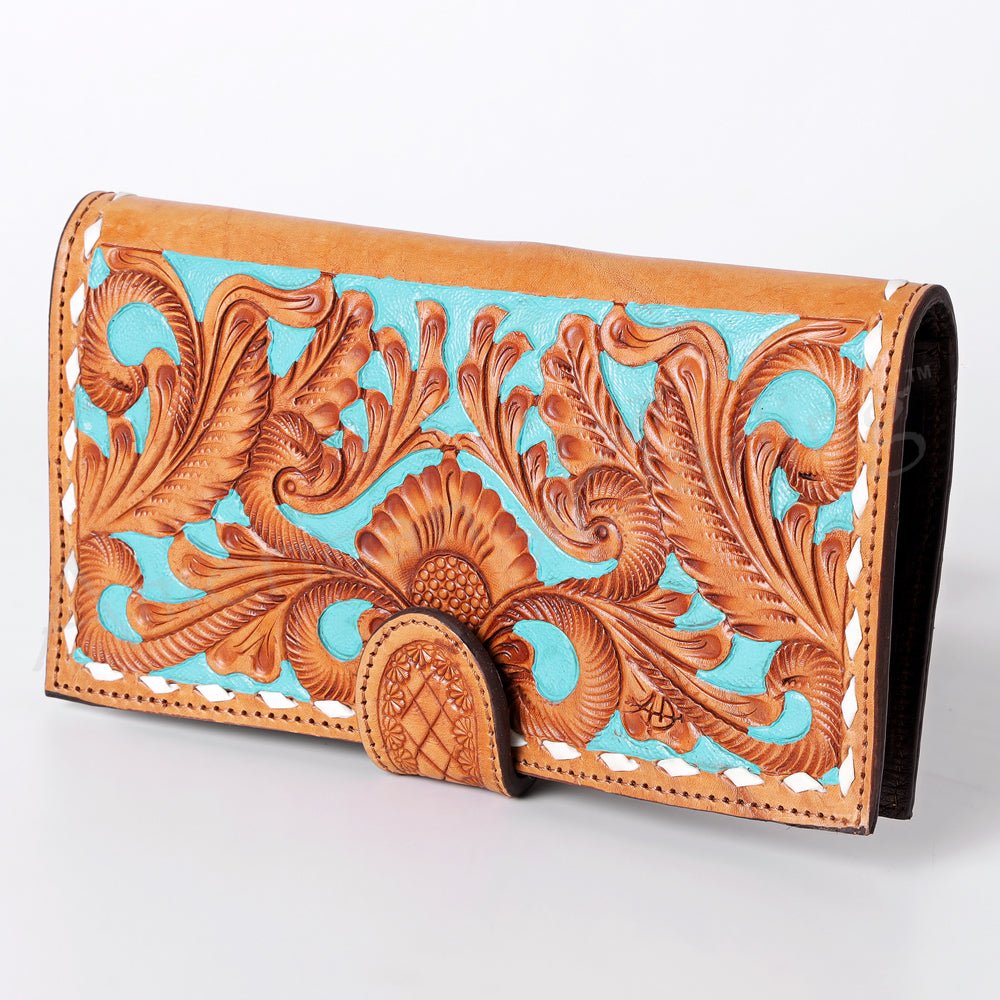American Darling Wallet Hand Tooled Genuine Leather