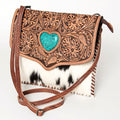 American Darling Hand-Tooled Hair-On Genuine Leather Crossbody Bag