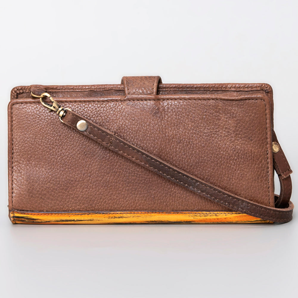 American Darling Wristlet Bag, Hand-Painted Genuine Leather, Western Vegetable Tanned Full Grain Leather Wallet Bag