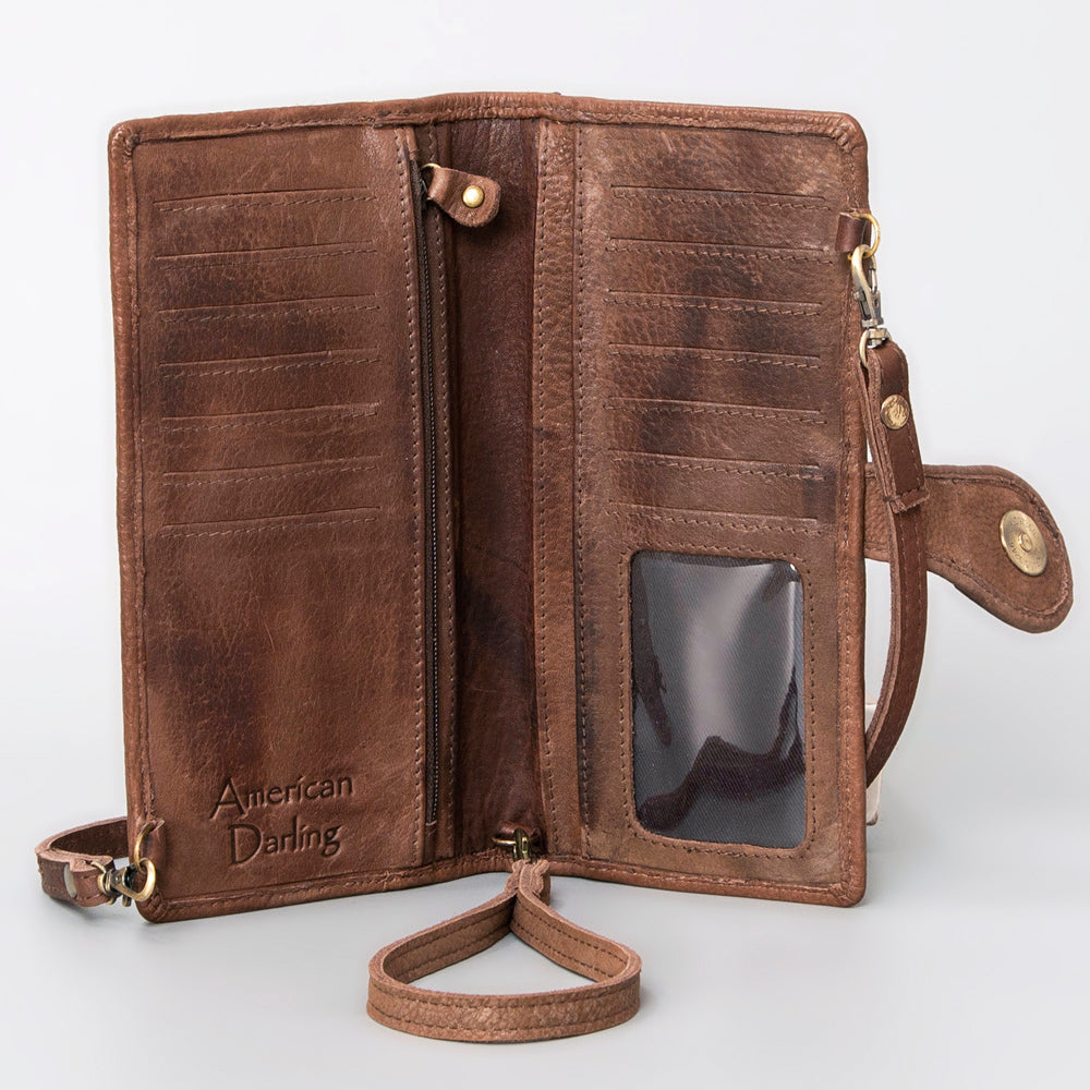 American Darling Wristlet Bag, Hand-Painted Genuine Leather, Western Vegetable Tanned Full Grain Leather Wallet Bag