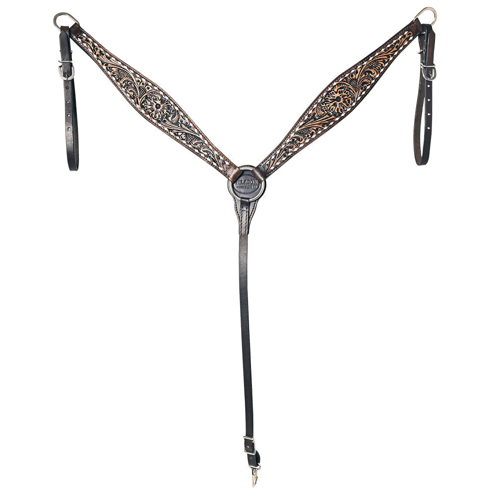 Hilason Western American Leather Horse Floral Headstall Breast Collar Tack Set