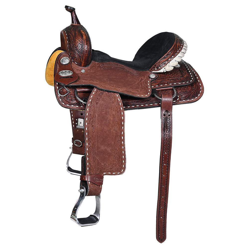 HILASON Western Horse Barrel Racing Saddle Trail American Leather With Tack Set