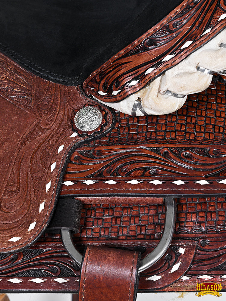 HILASON Western Horse Barrel Racing Saddle Trail American Leather With Tack Set