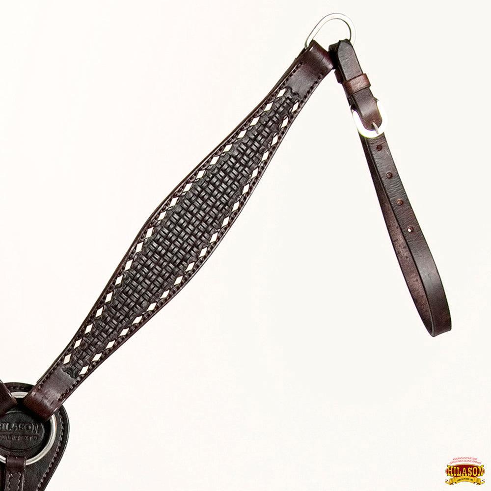 HILASON Western Horse Genuine Leather Headstall & Breast Collar With Side BuckStitch Brown