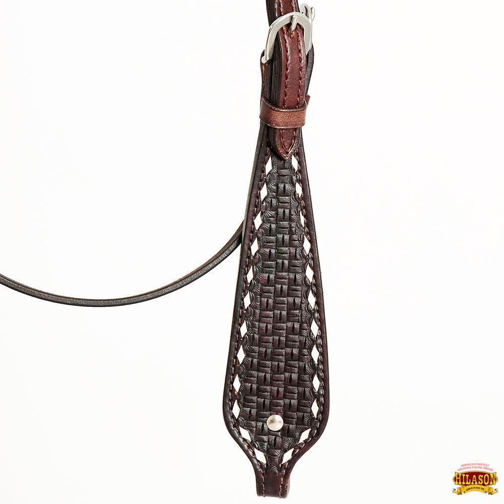 HILASON Western Horse Genuine Leather Headstall & Breast Collar With Side BuckStitch Brown