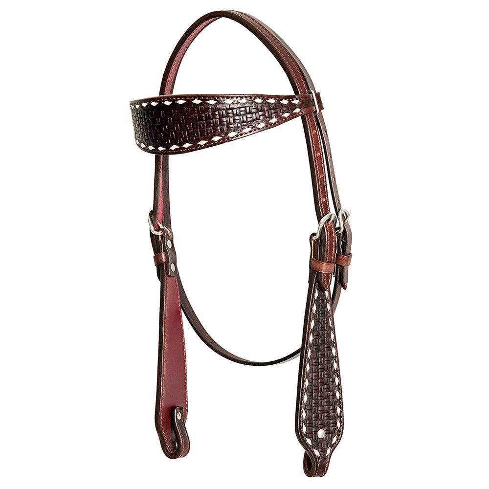 HILASON Western Horse Genuine Leather Headstall & Breast Collar With Side BuckStitch Brown