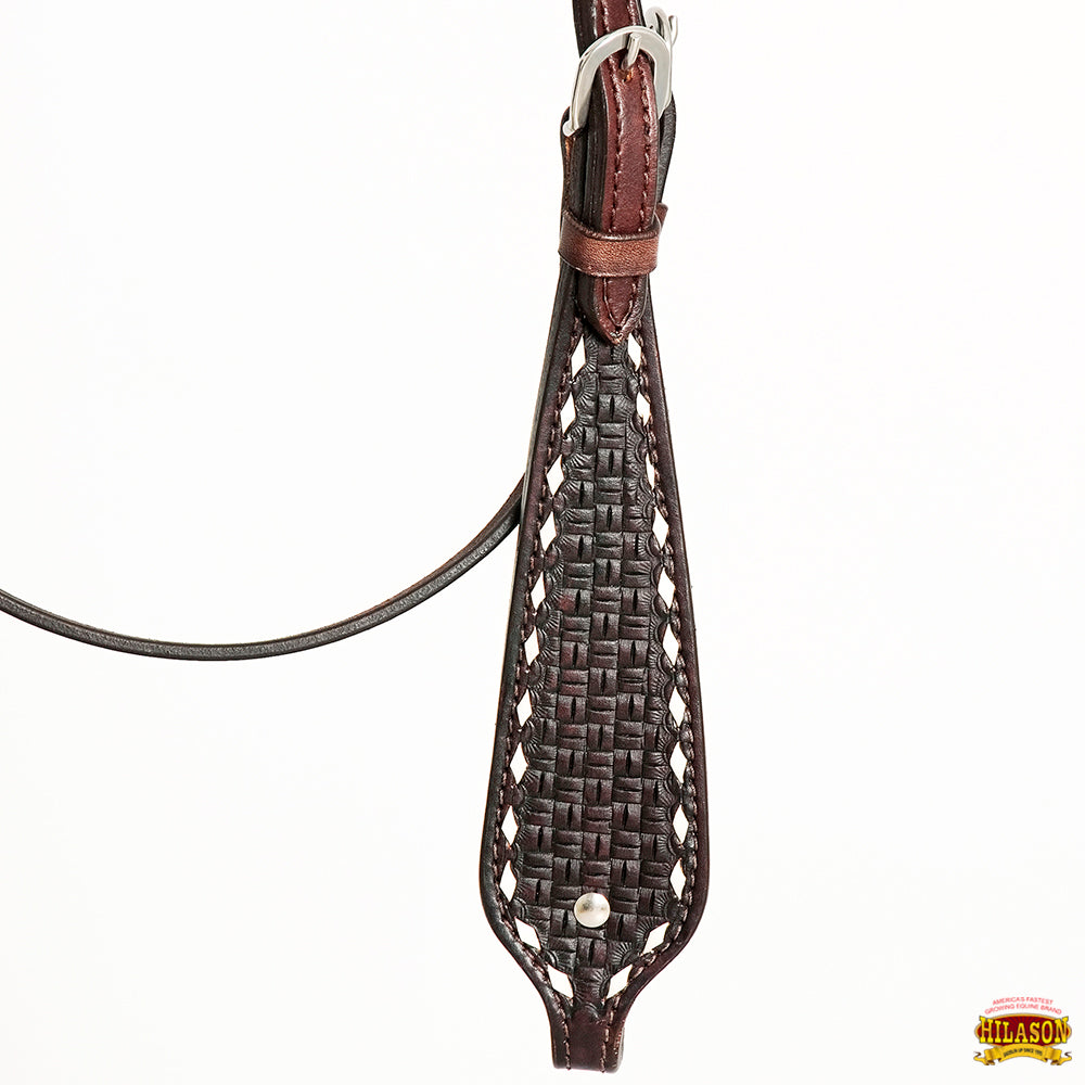 HILASON Western Horse Genuine Leather Headstall & Breast Collar With Side Buck Stitch Brown | for horses