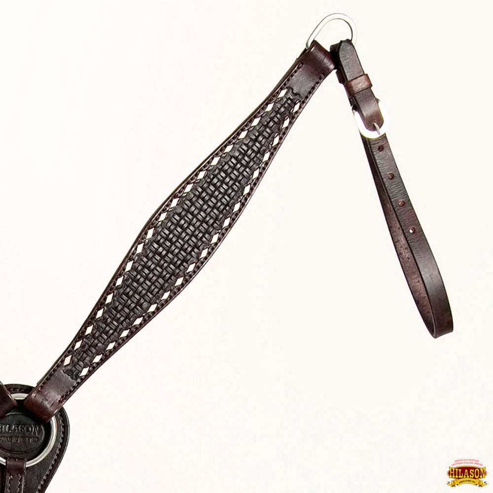 HILASON Western Horse Genuine Leather Headstall & Breast Collar With Side Buck Stitch Brown | for horses