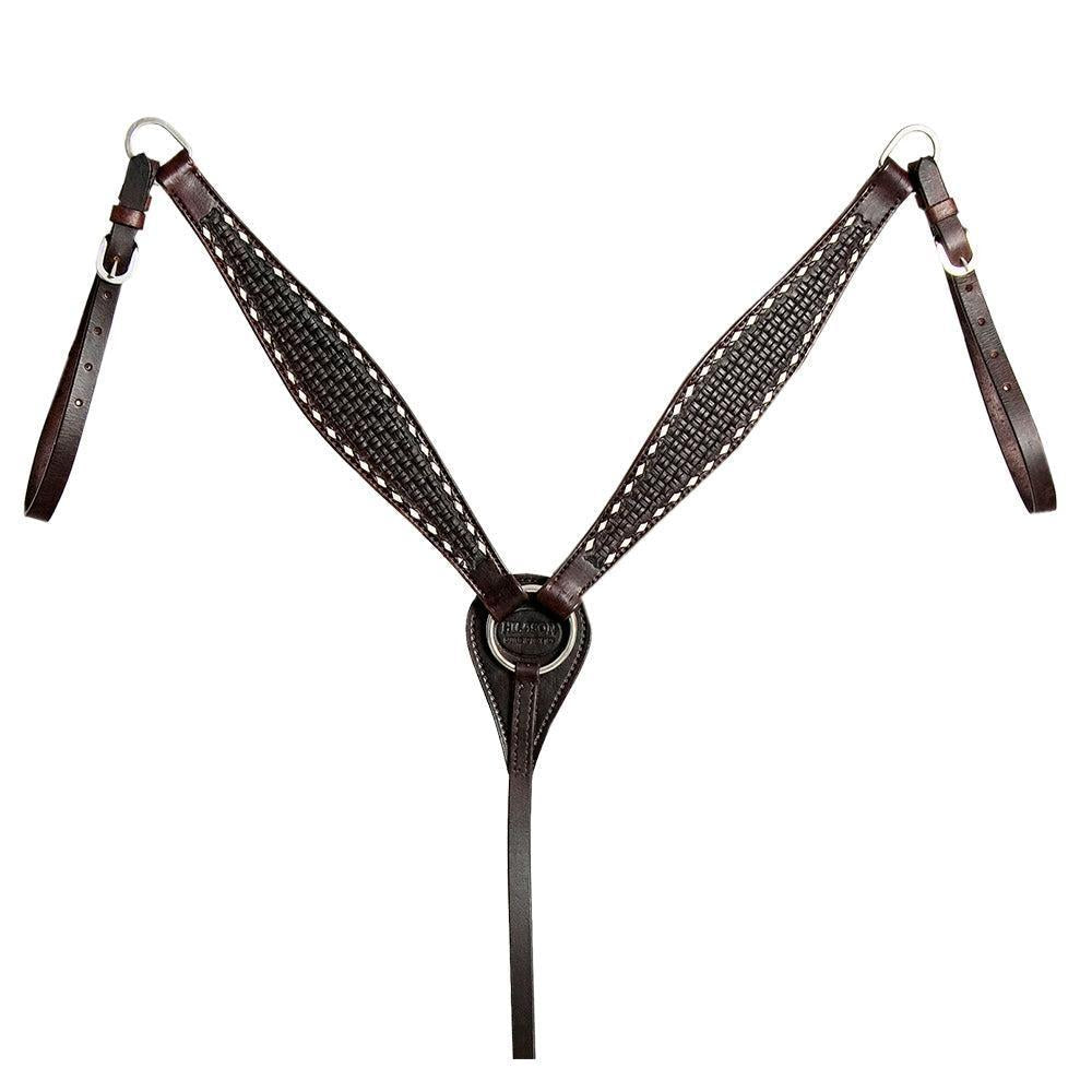 HILASON Western Horse Genuine Leather Headstall & Breast Collar With Side BuckStitch Brown