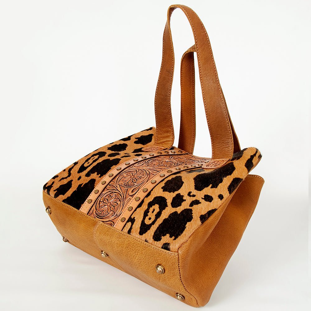 American Darling Tote Hand Tooled Hair-On Genuine Leather