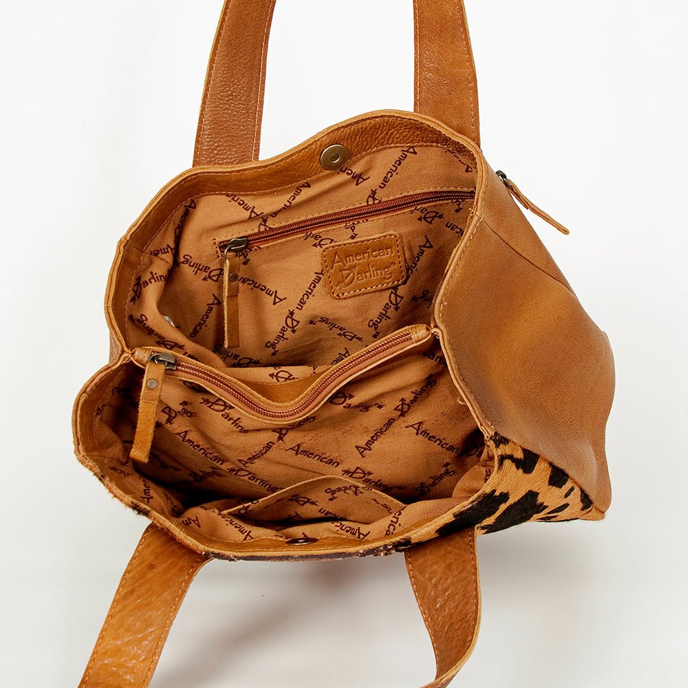 American Darling Tote Hand Tooled Hair-On Genuine Leather