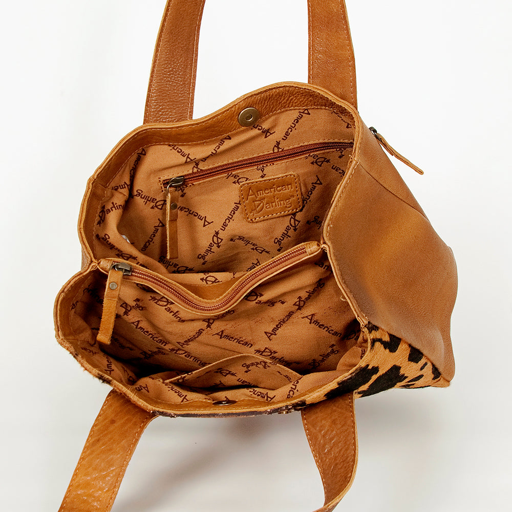 American Darling Hair-On Cowhide Hand Tooled Floral Genuine Leather Tote Bag Eco-Friendly Full Grain Rivetted YKK Zipper