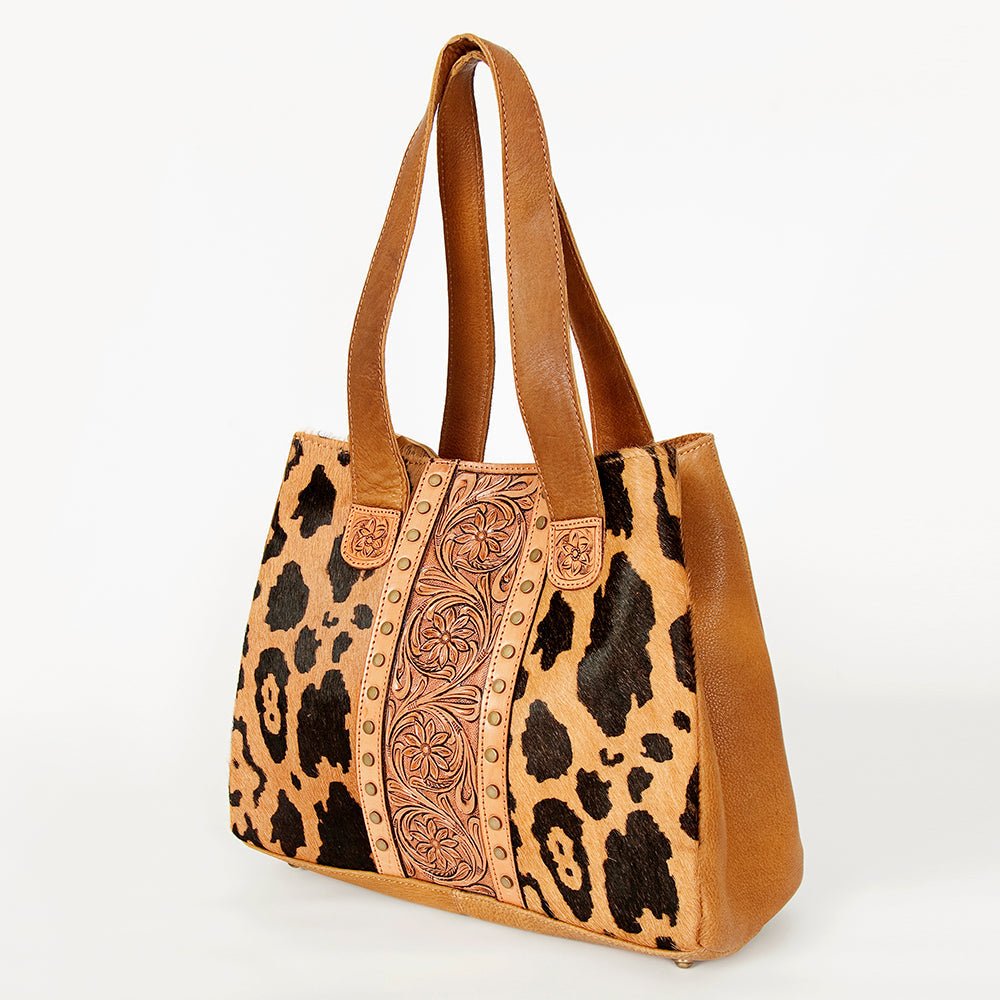 American Darling Tote Hand Tooled Hair-On Genuine Leather