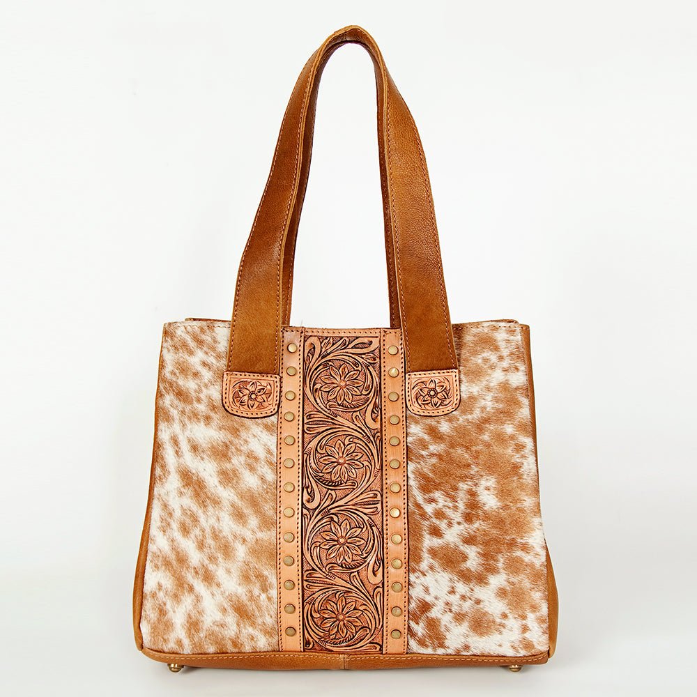 American Darling Tote Hand Tooled Hair-On Genuine Leather