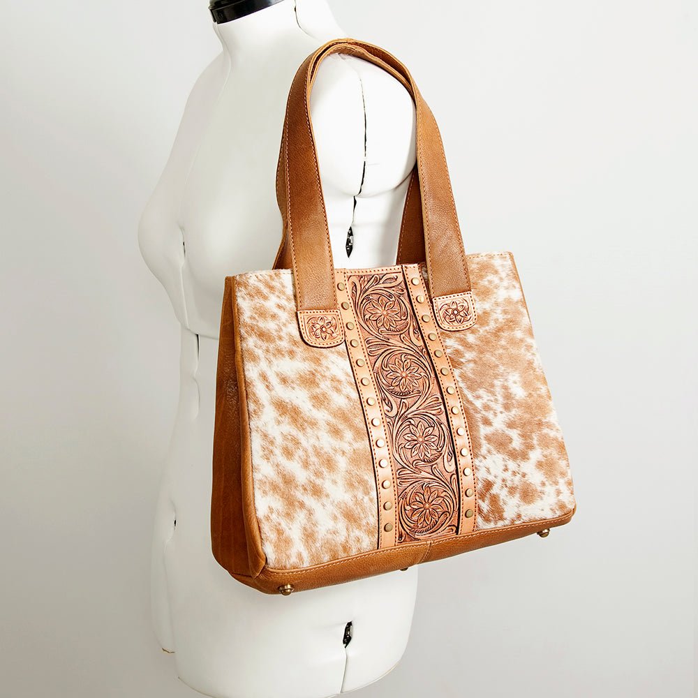 American Darling Tote Hand Tooled Hair-On Genuine Leather