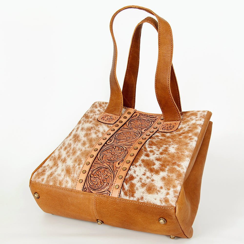 American Darling Tote Hand Tooled Hair-On Genuine Leather