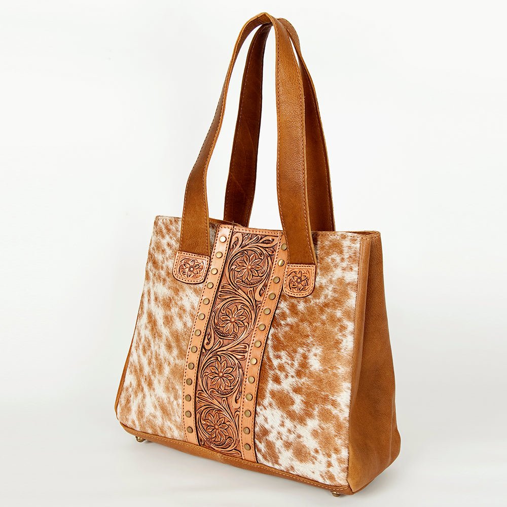 American Darling Tote Hand Tooled Hair-On Genuine Leather
