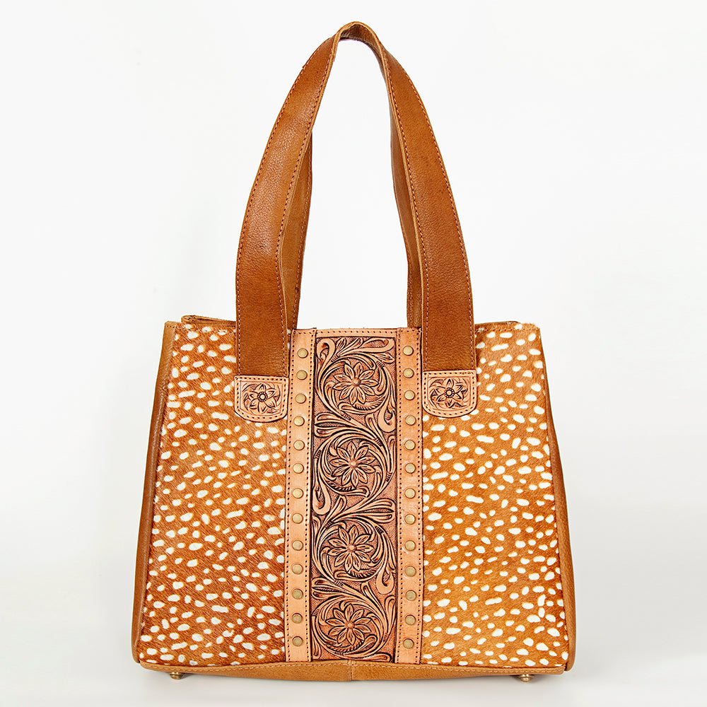 American Darling Tote Hand Tooled Hair-On Genuine Leather