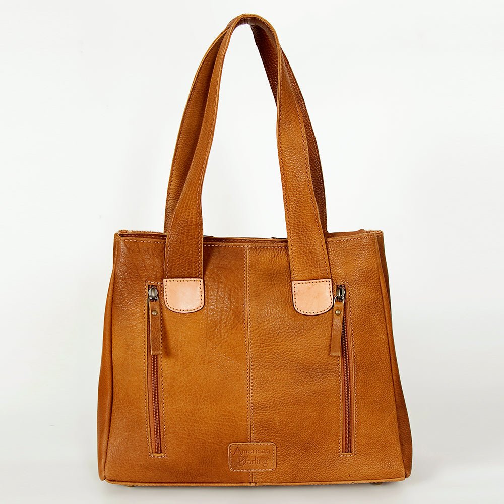 American Darling Tote Hand Tooled Hair-On Genuine Leather