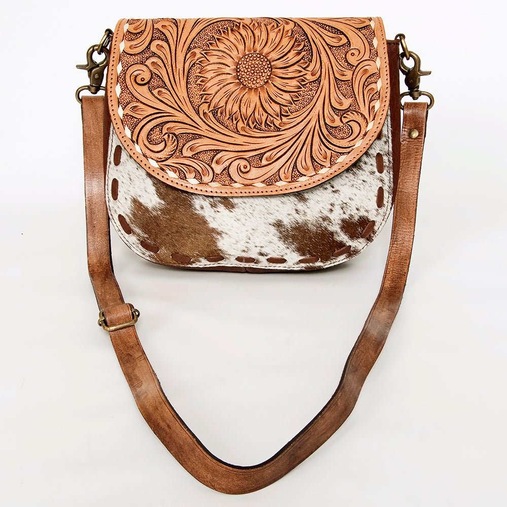 American Darling Messenger Hand Tooled Hair-On Genuine Leather