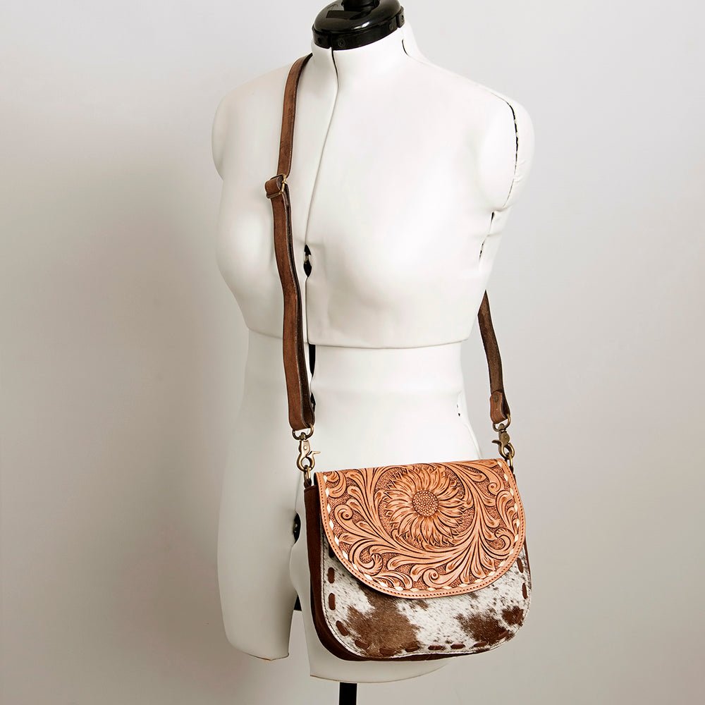 American Darling Messenger Hand Tooled Hair-On Genuine Leather