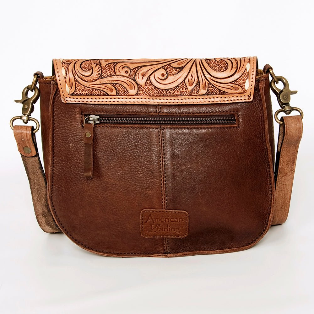 American Darling Messenger Hand Tooled Hair-On Genuine Leather