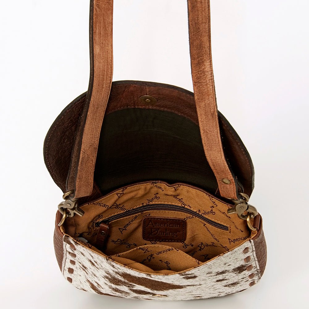 American Darling Messenger Hand Tooled Hair-On Genuine Leather