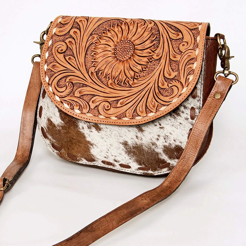 American Darling Messenger Hand Tooled Hair-On Genuine Leather