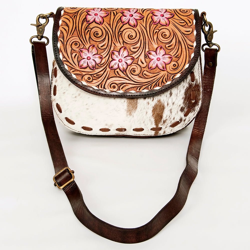 American Darling Messenger Hand Tooled Hair-On Genuine Leather