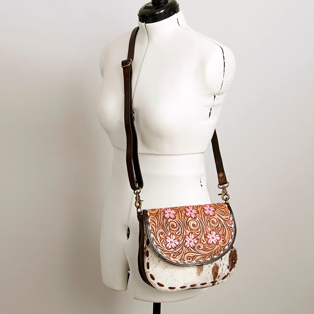 American Darling Messenger Hand Tooled Hair-On Genuine Leather