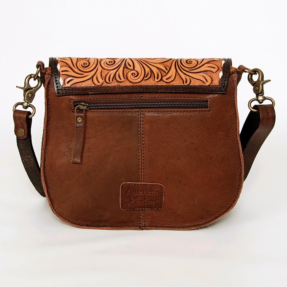 American Darling Messenger Hand Tooled Hair-On Genuine Leather