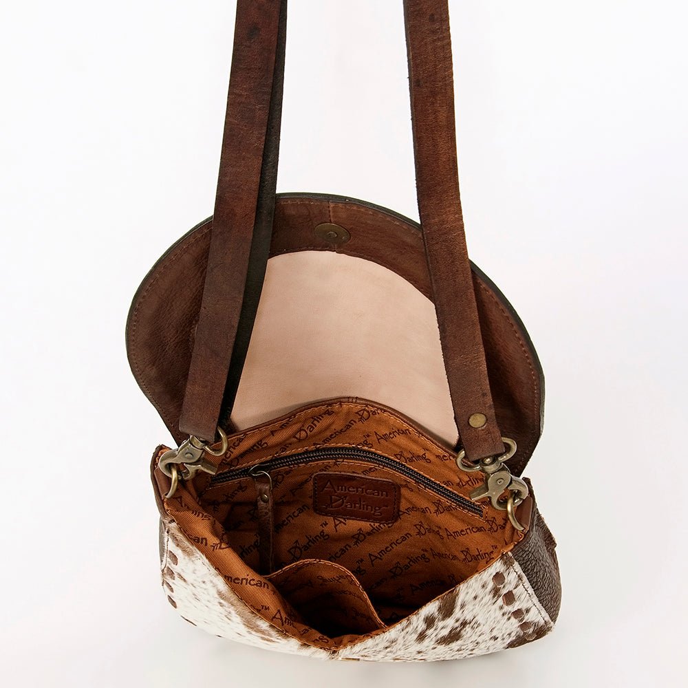 American Darling Messenger Hand Tooled Hair-On Genuine Leather