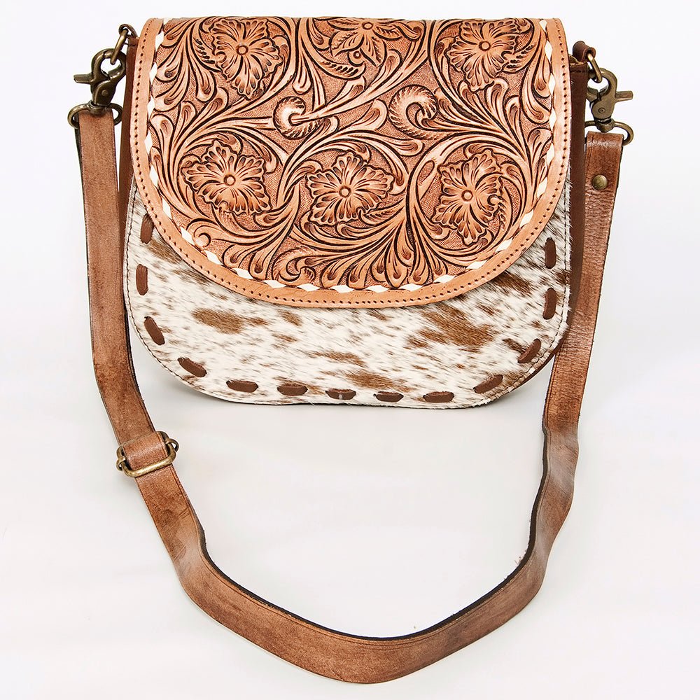 American Darling Messenger Hand Tooled Hair-On Genuine Leather