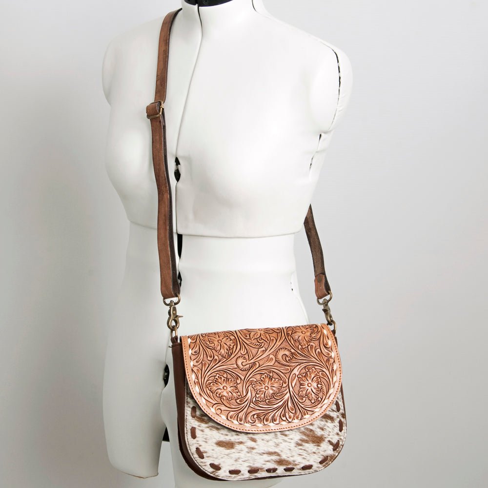 American Darling Messenger Hand Tooled Hair-On Genuine Leather