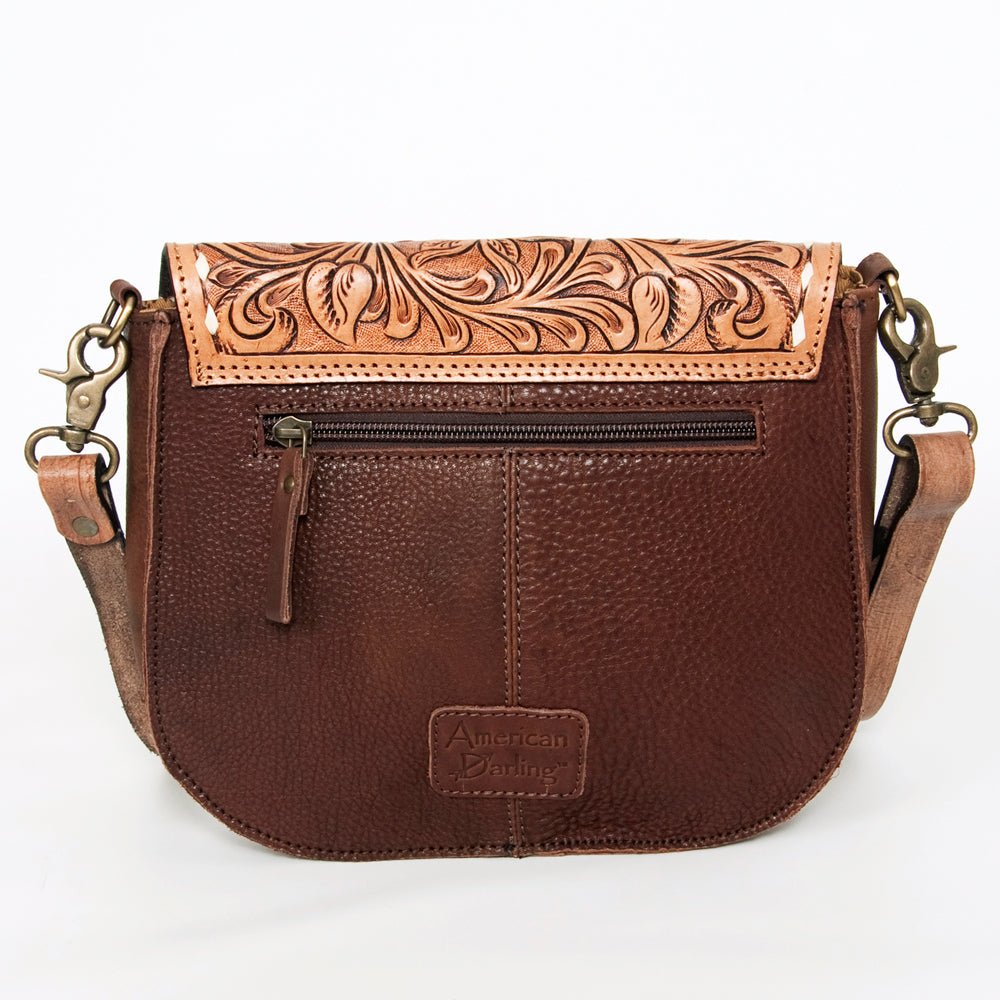American Darling Messenger Hand Tooled Hair-On Genuine Leather
