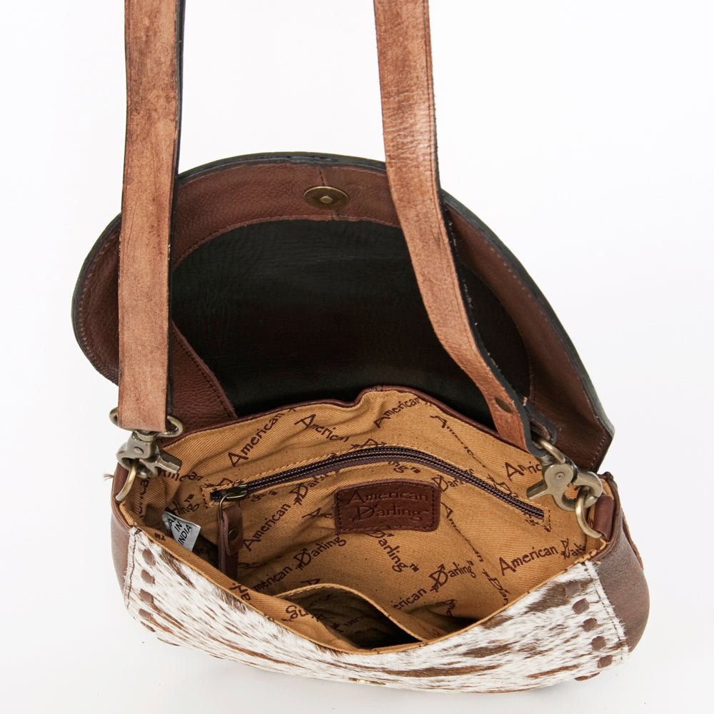 American Darling Messenger Hand Tooled Hair-On Genuine Leather