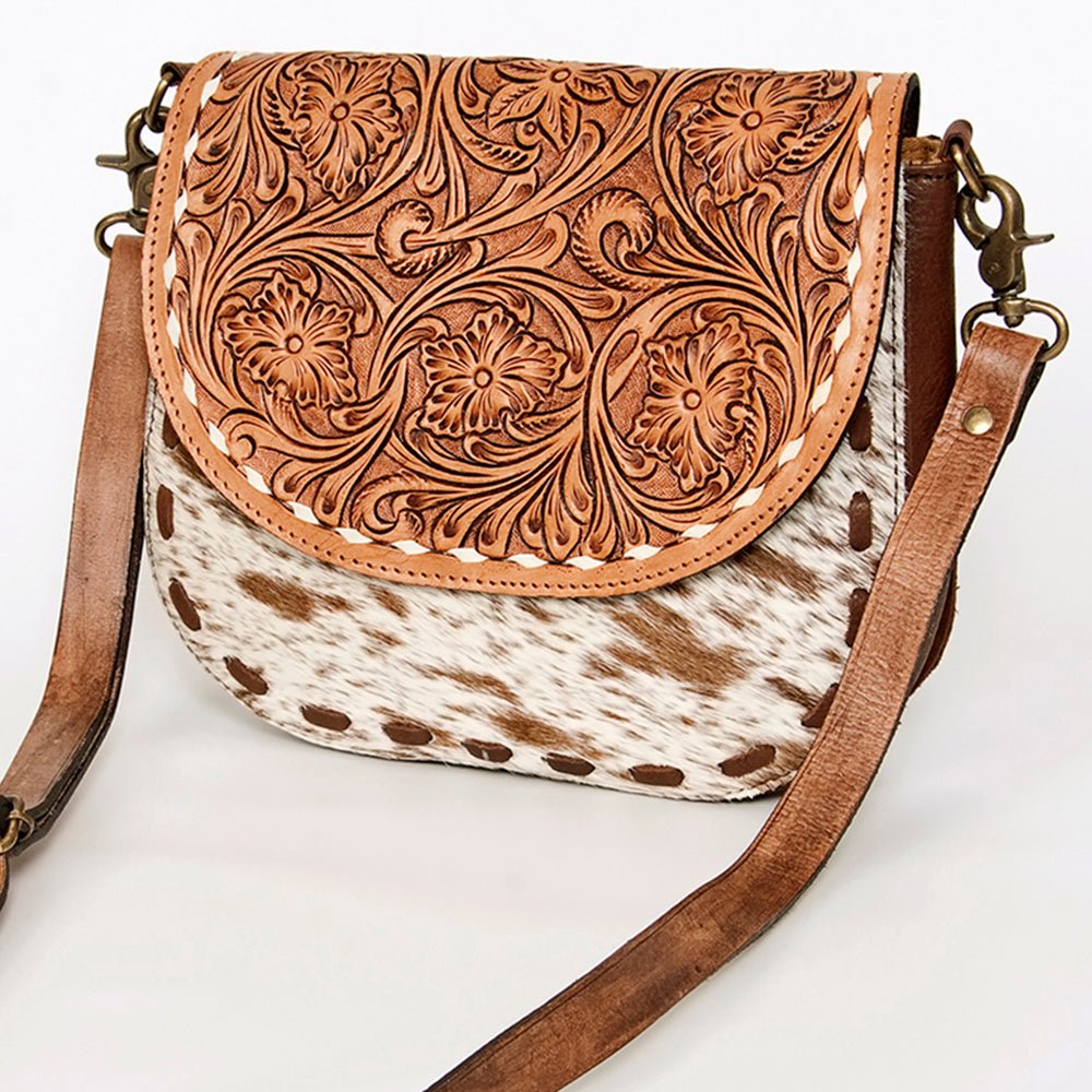 American Darling Messenger Hand Tooled Hair-On Genuine Leather