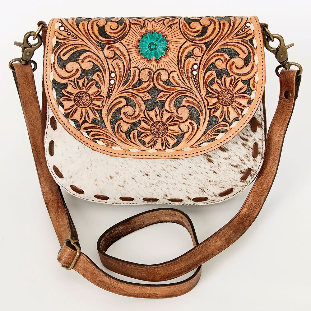 American Darling Messenger Hand Tooled Hair-On Genuine Leather
