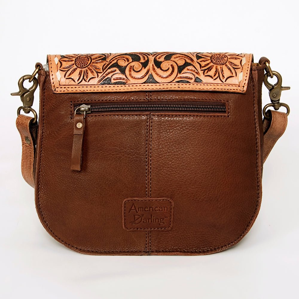 American Darling Messenger Hand Tooled Hair-On Genuine Leather