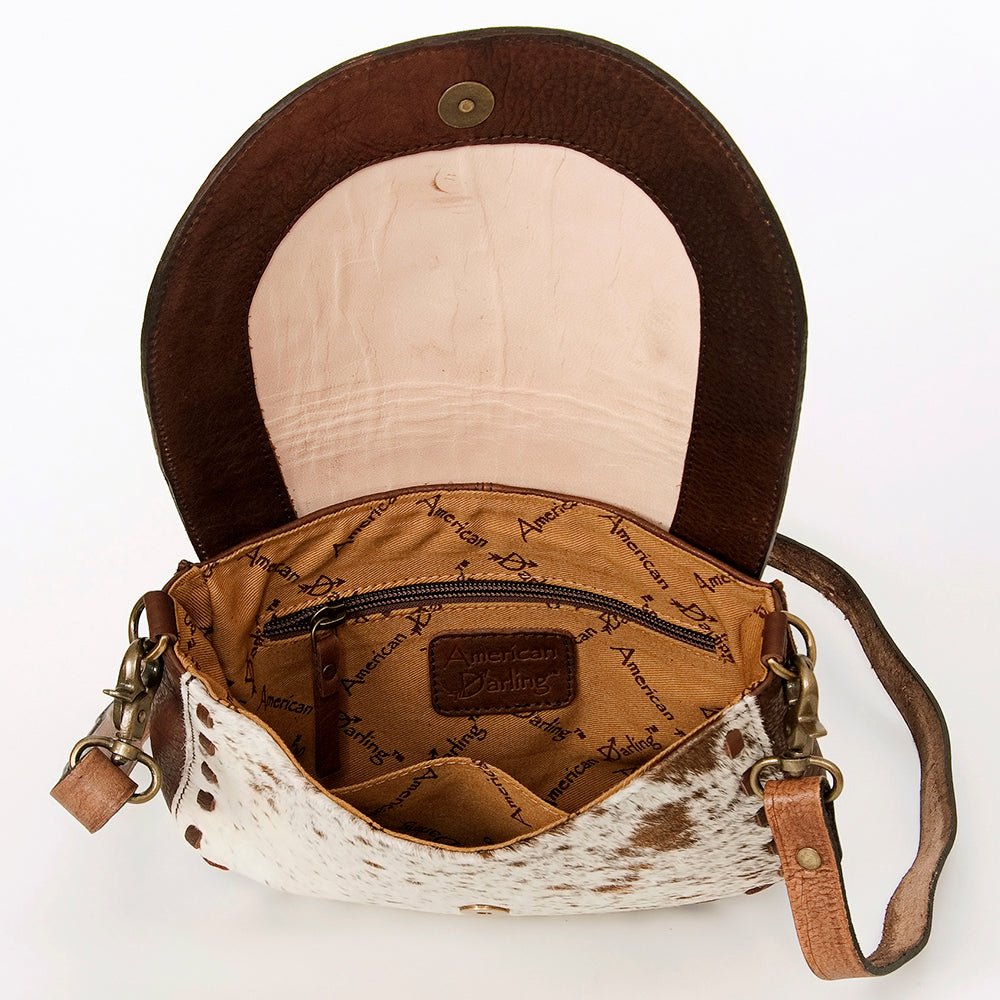 American Darling Messenger Hand Tooled Hair-On Genuine Leather