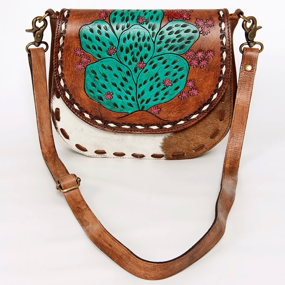 American Darling Messenger Hand Tooled Hair-On Genuine Leather