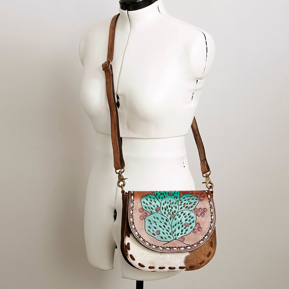 American Darling Messenger Hand Tooled Hair-On Genuine Leather