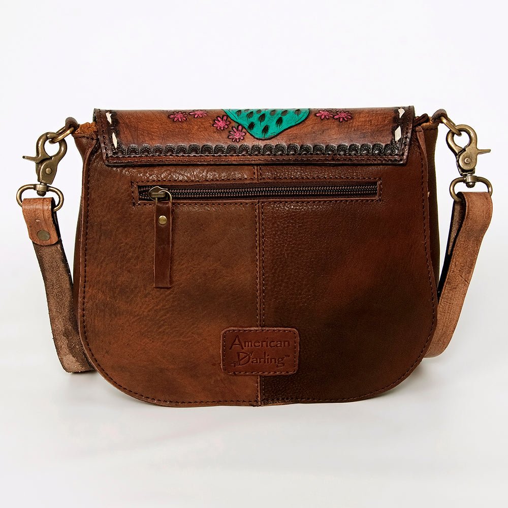 American Darling Messenger Hand Tooled Hair-On Genuine Leather