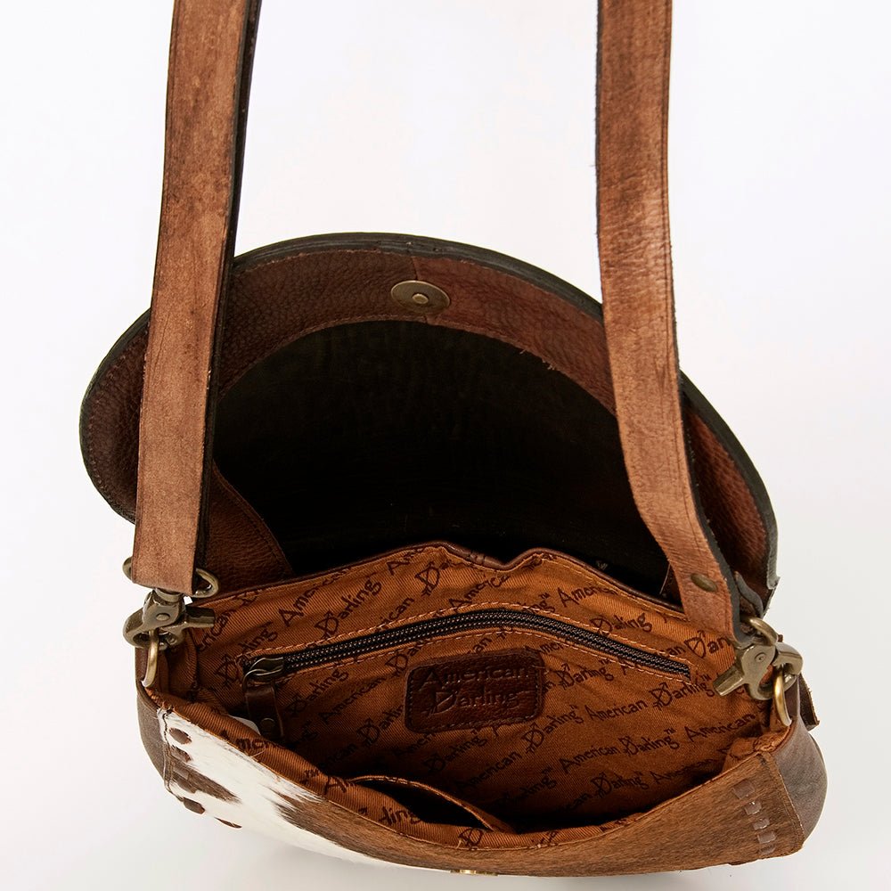 American Darling Messenger Hand Tooled Hair-On Genuine Leather