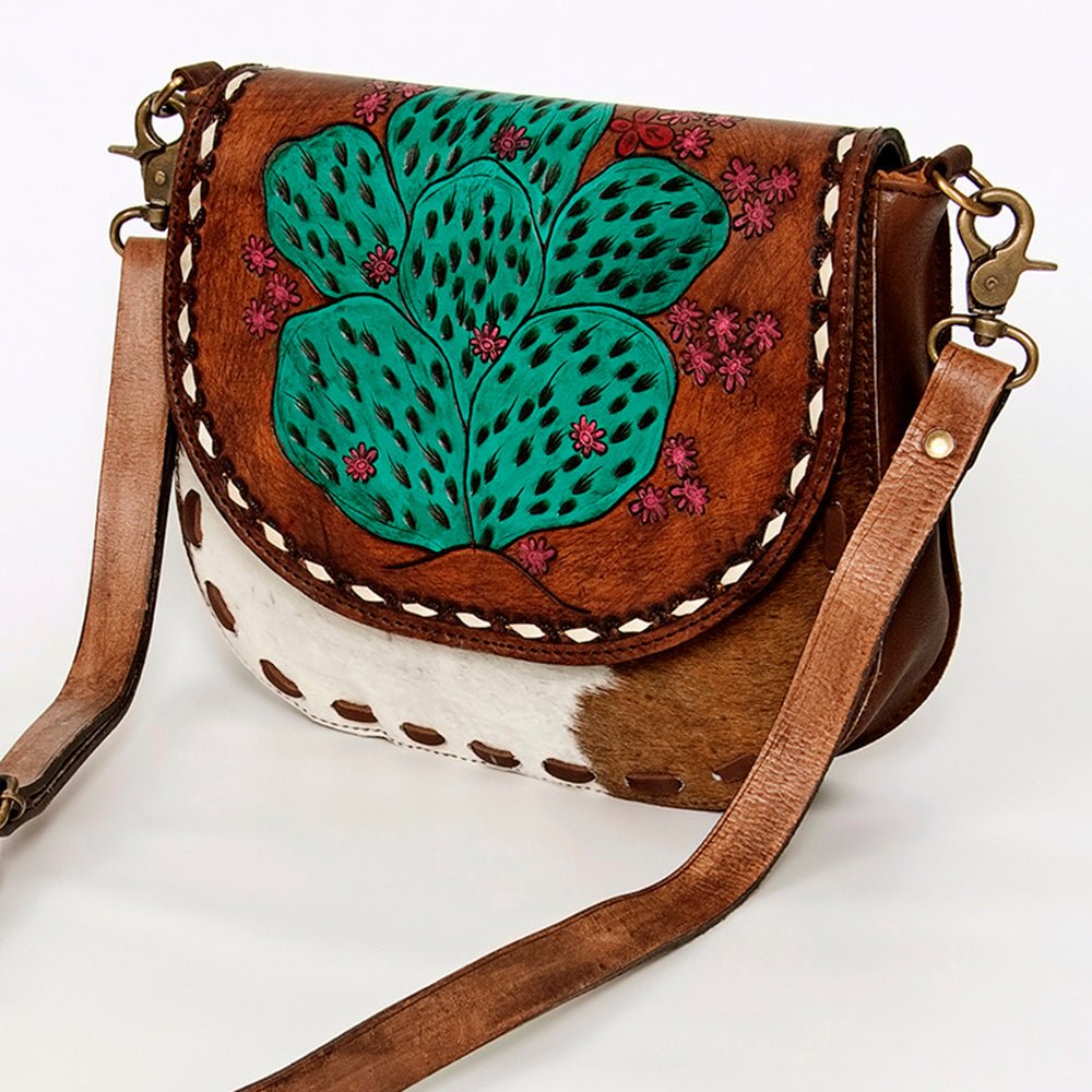 American Darling Messenger Hand Tooled Hair-On Genuine Leather