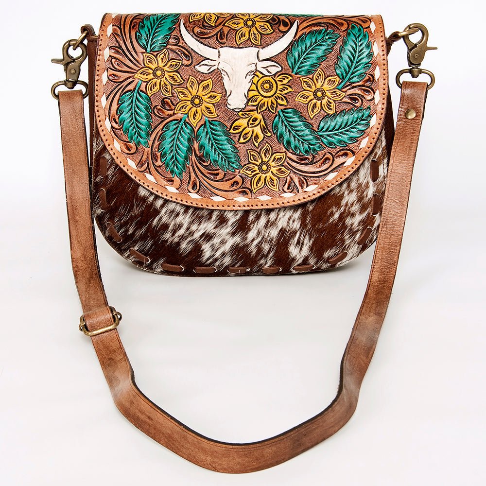 American Darling Messenger Hand Tooled Hair-On Genuine Leather